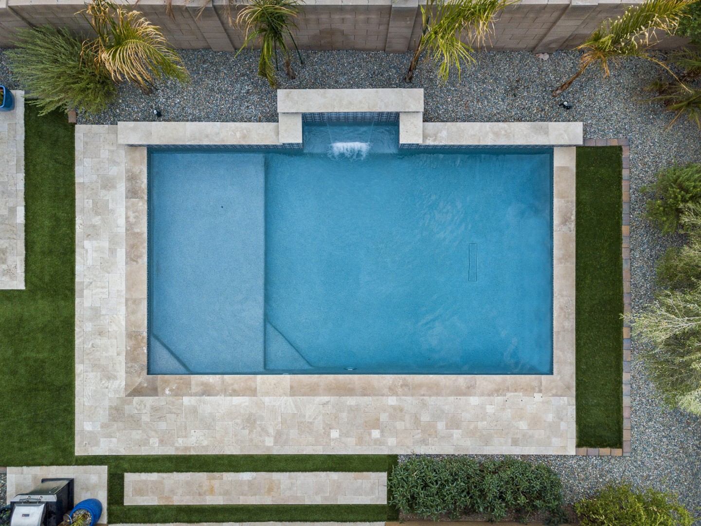 Aerial view of custom pool and backyard on Marlene Drive in Gilbert, AZ by Envy Pools