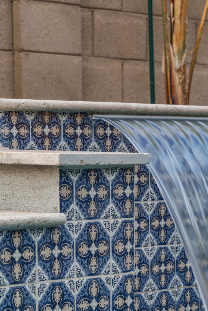 Custom pool and waterfall design on Marlene Drive in Gilbert, AZ by Envy Pools