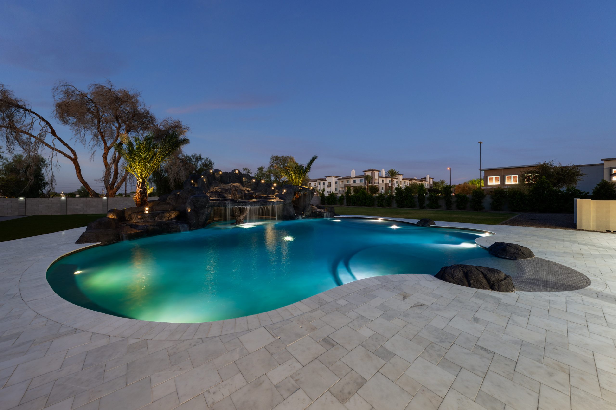 Freeform pool with underwater lighting in Gilbert, AZ